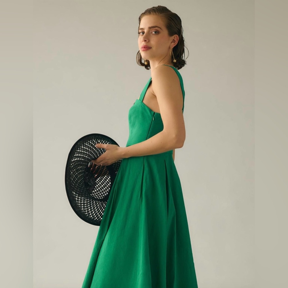 Maeve Green Button-Front Midi Dress - Picture 2 of 9
